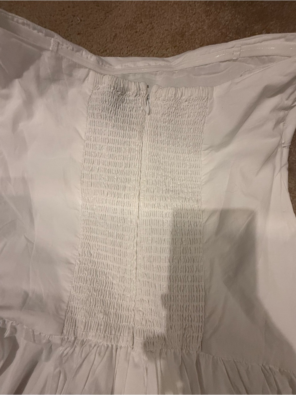 GAP poplin drop waist maxi/midi dress White Ruched Bodice - Picture 7 of 9